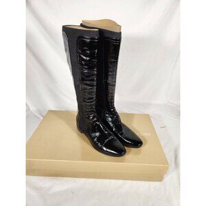 NWB NOS Sergio Rossi Womens Pelle Blade Runner Black Boot Knee High Flat 40/us9